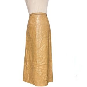 skirt vintage TERRY LEWIS leather 34" A-line S/M no pockets light lining tan 80s